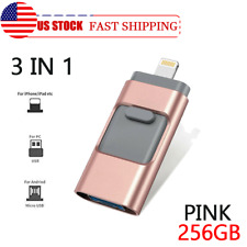 256GB Pink OTG USB 3IN1 Flash Drive Memory Stick Pendrive For iPhone iPad PC USA picture