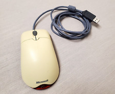 Vintage White Microsoft Wheel Mouse Optical Mouse 1.1A USB & PS/2 Compatible picture