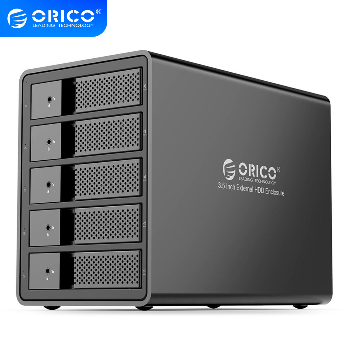 ORICO 5 Bay 3.5 inch Enclosure USB 3.0 to SATA Hard Drive HDD SSD Case with RAID