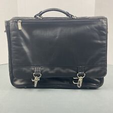 Kenneth Cole New York 52305 Vintage Black Leather Laptop Briefcase Messenger Bag picture