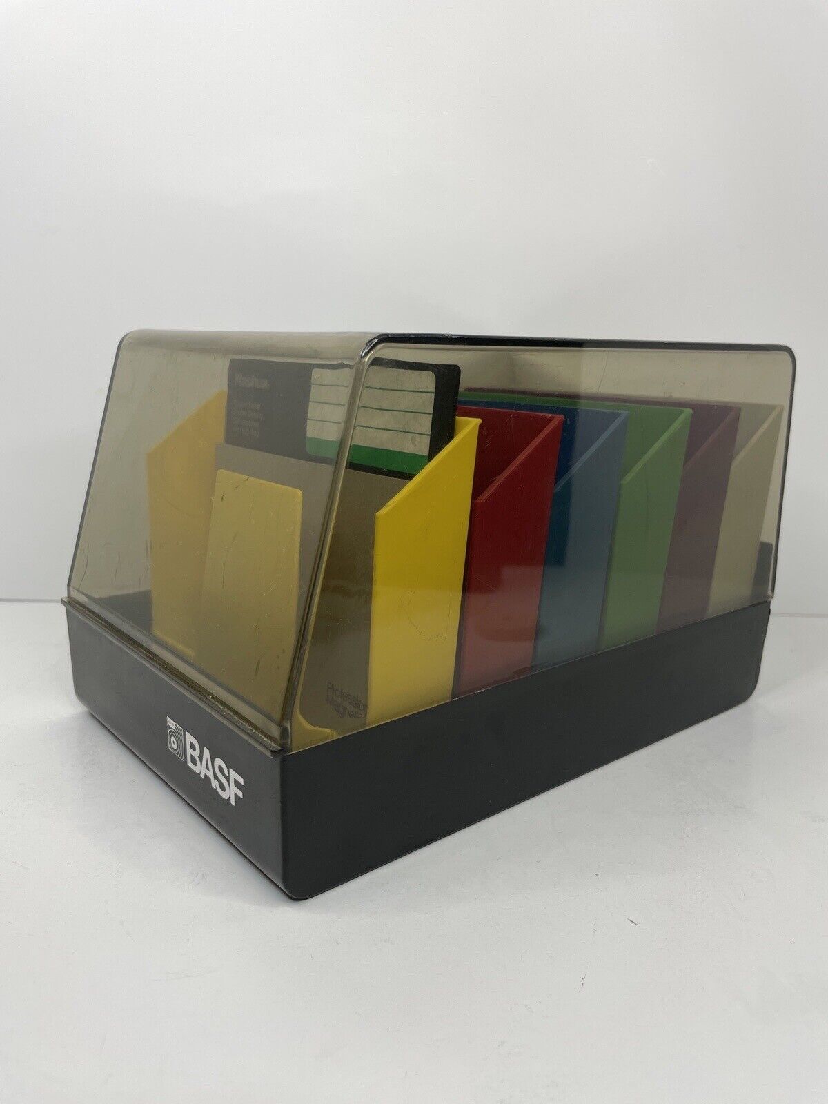 Vintage BASF 5.25” 6 Slot Floppy Disk Storage Organizer PC 1980’s Multi Color