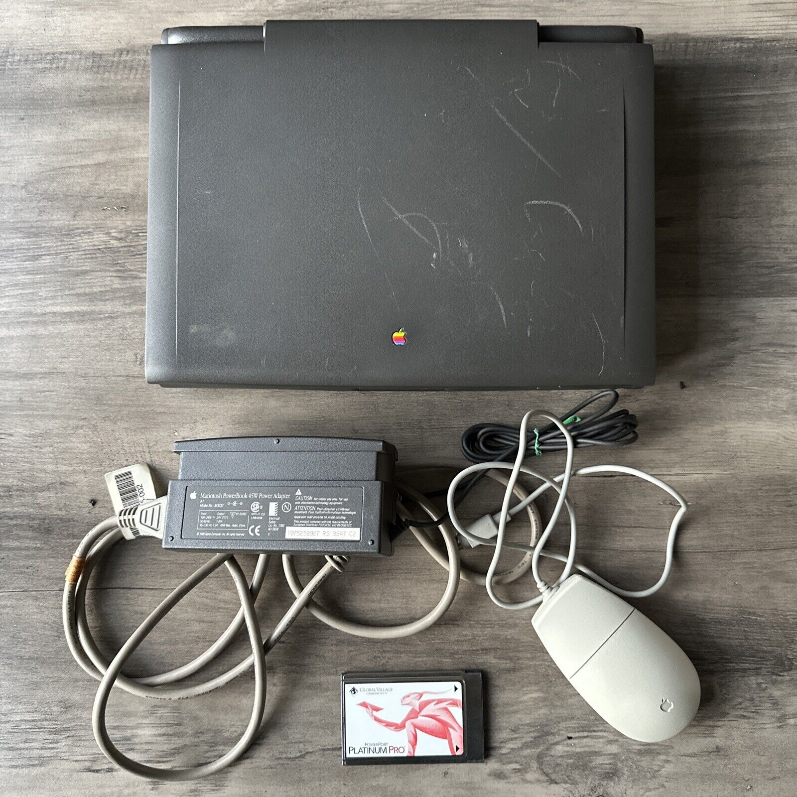 RARE VINTAGE APPLE Macintosh Powerbook 190 CS Laptop W/ Power Cords & Mouse