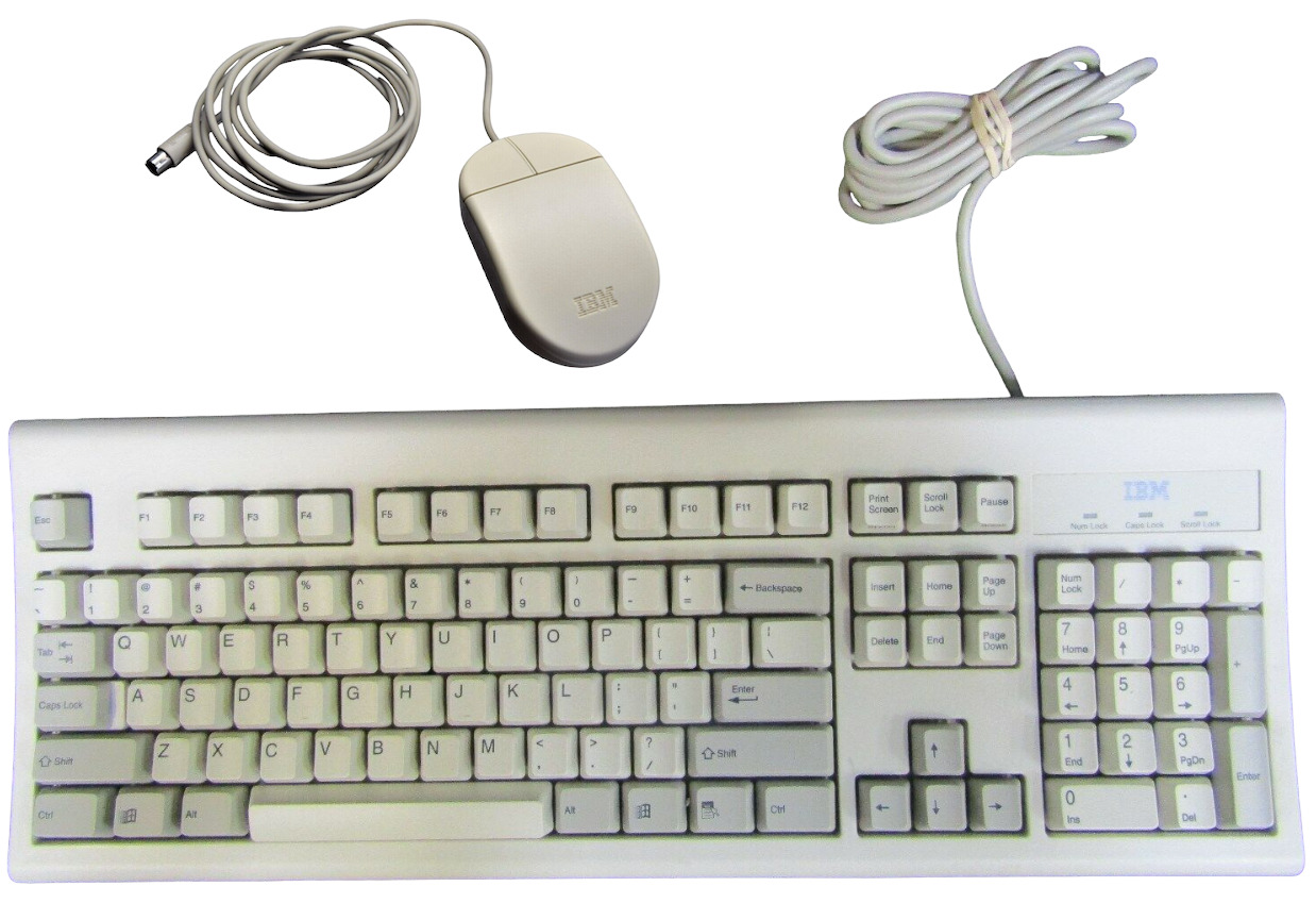 VINTAGE IBM KB-8923 Keyboard with Model 13H6690 Mouse