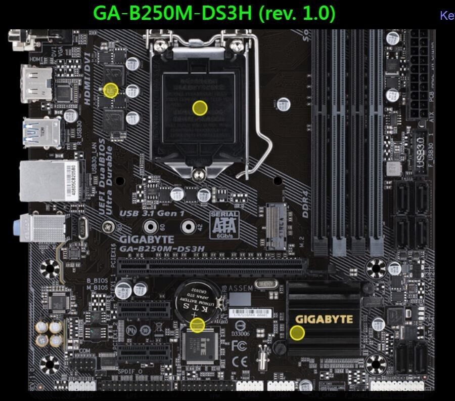 GIGABYTE GA-B250M-DS3H DDR4 64G Micro-ATX LGA1151 Motherboard m.2 VR Ready 4K