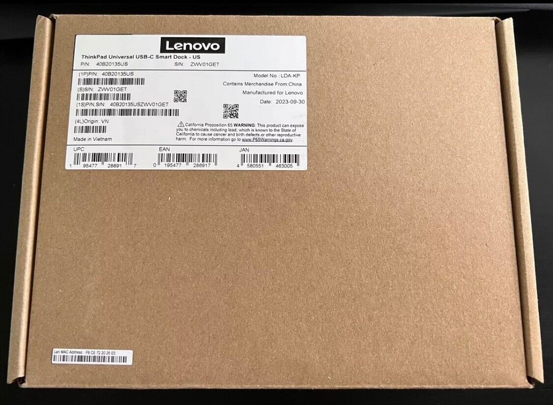 NEW Lenovo ThinkPad Universal USB-C Smart Dock Factory Sealed (40B20135US)