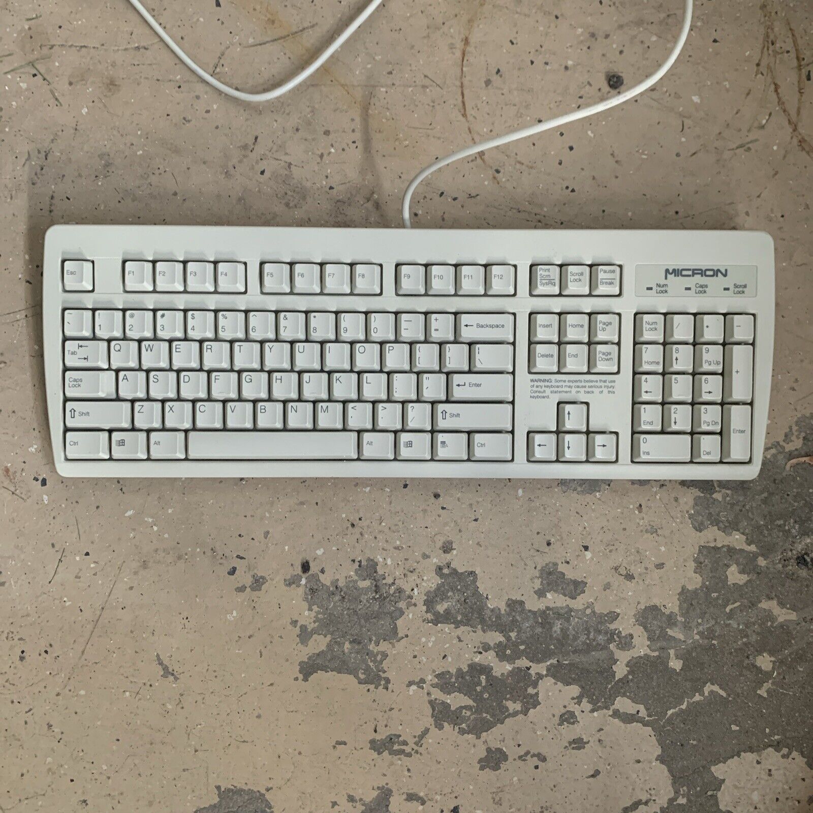 Vintage Micron RT2258TW P/S Connecter Wired Computer Keyboard