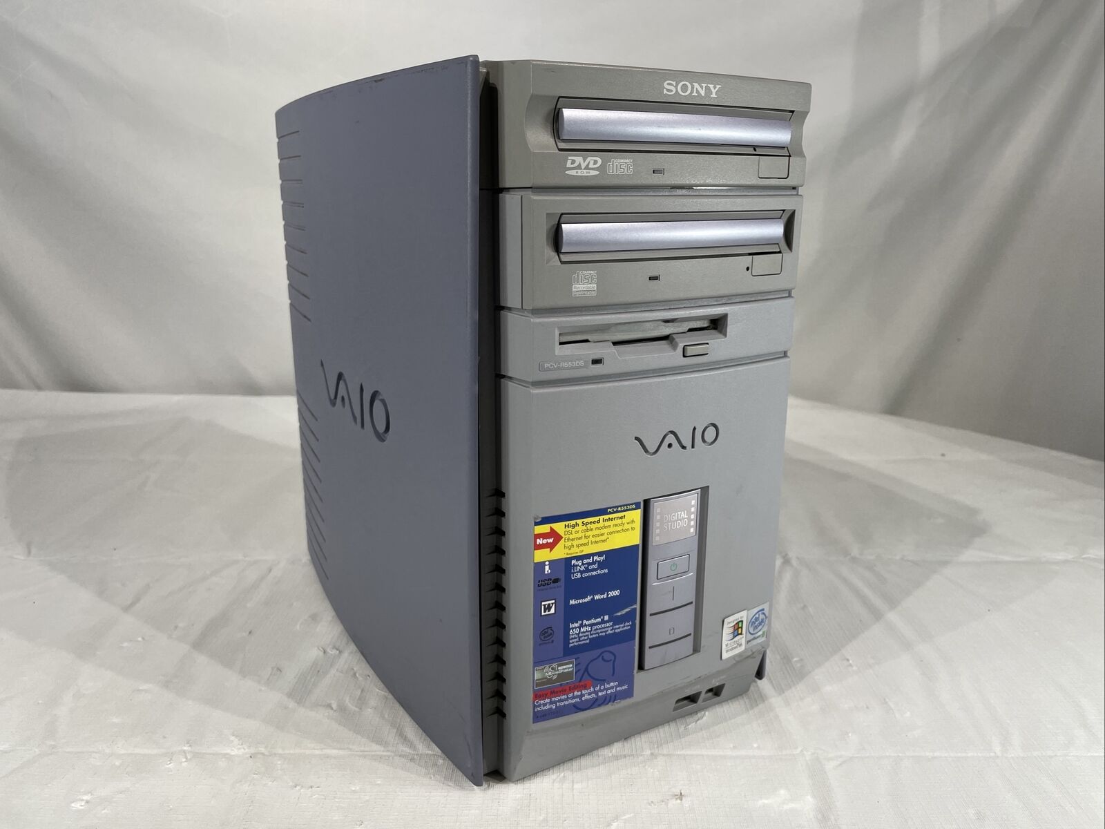 Vintage Sony VAIO PCV-R553DS Retro Desktop Computer, Pentium II 650 Mhz, NO HDD