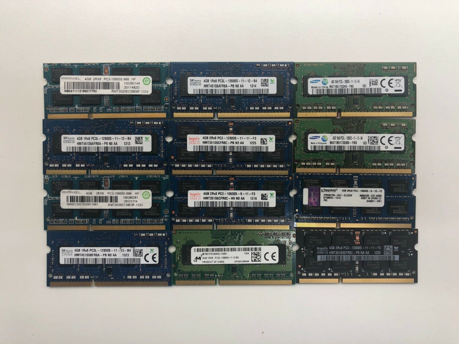 [ BULK LOT OF 20 ] LAPTOP RAM 4GB DDR3 PC3 MICRON, SAMSUNG, HYNIX