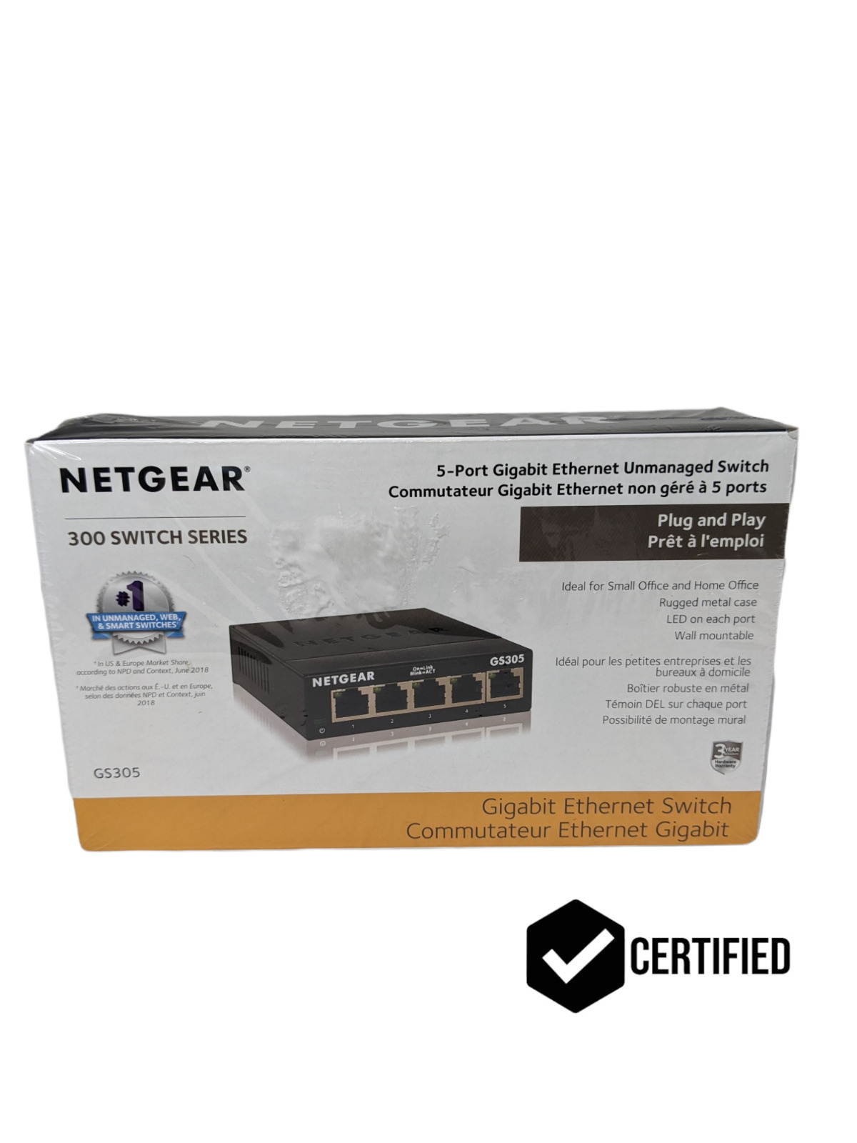 NETGEAR GS305 5-Port Gigabit Ethernet Unmanaged Switch BRAND NEW