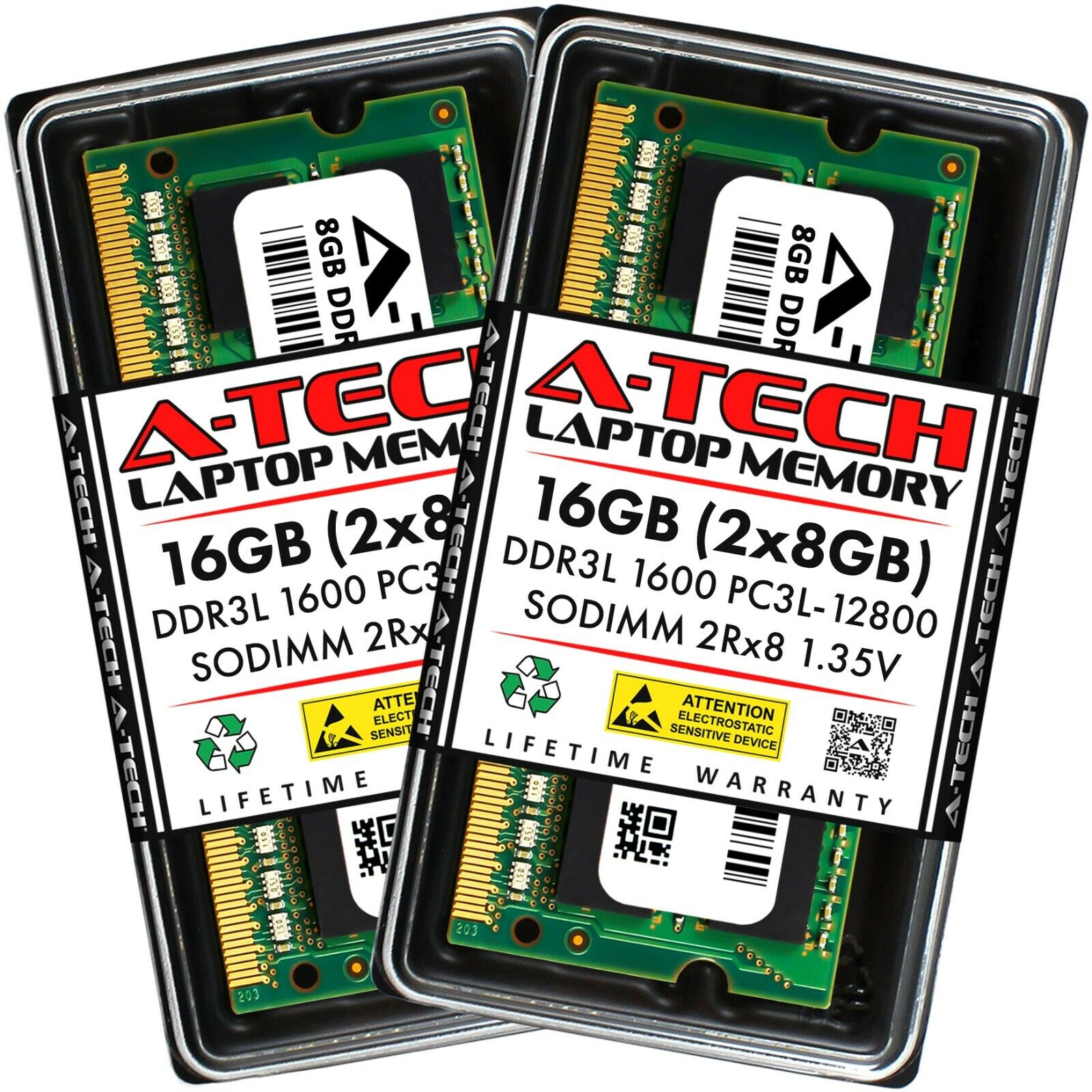 A-Tech 16GB 2 x 8GB PC3-12800 Laptop SODIMM DDR3 1600 Memory RAM PC3L 16G DDR3L