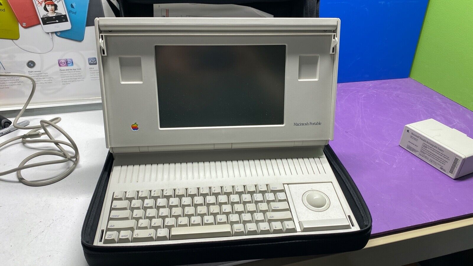 Vintage Macintosh Portable (Backlit) M5126 W/ Accessories and Case ASIS No Power