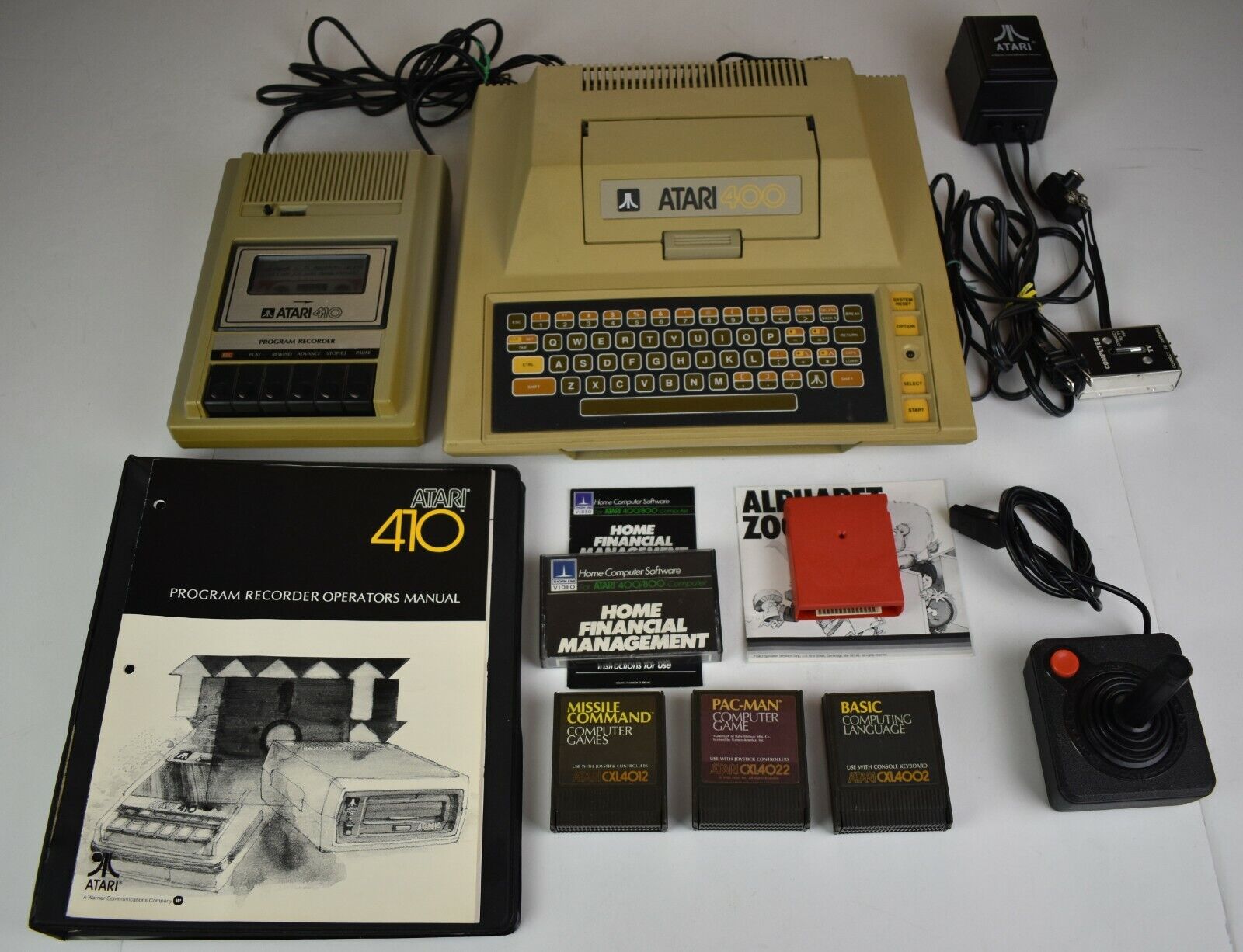 Atari 400 Computer Game System WORKS 410 Recorder Manuals and Games