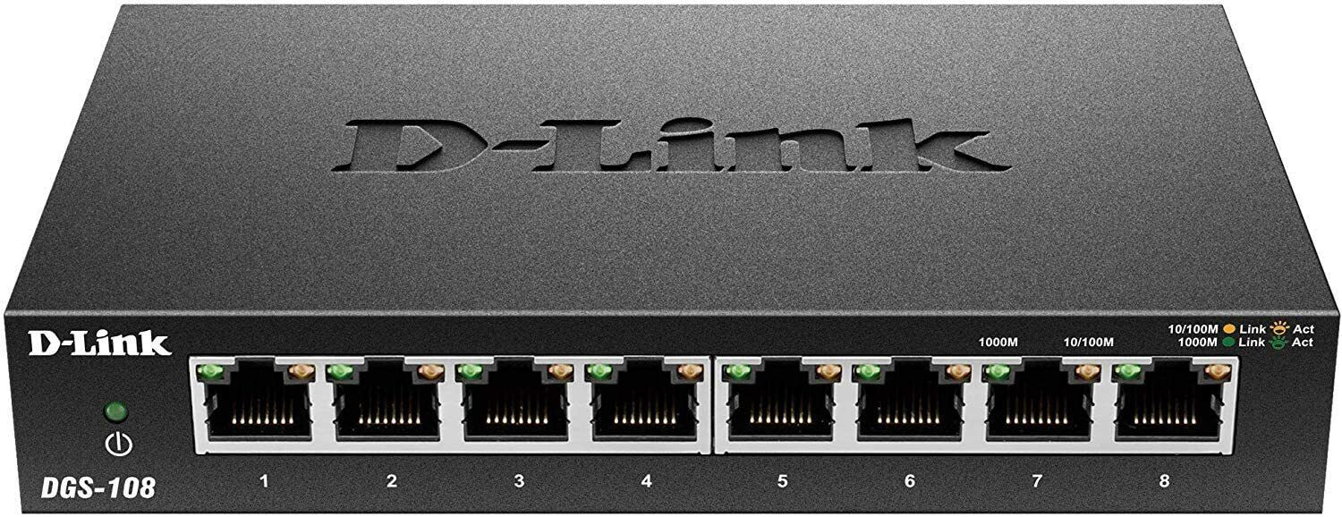 D-Link 8 Port Gigabit Unmanaged Metal Desktop Ethernet Switch DGS-108