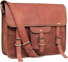 18 inch/15 inch Vintage Leather Messenger CrossBody 15 Inch Brown Laptop Bag  picture