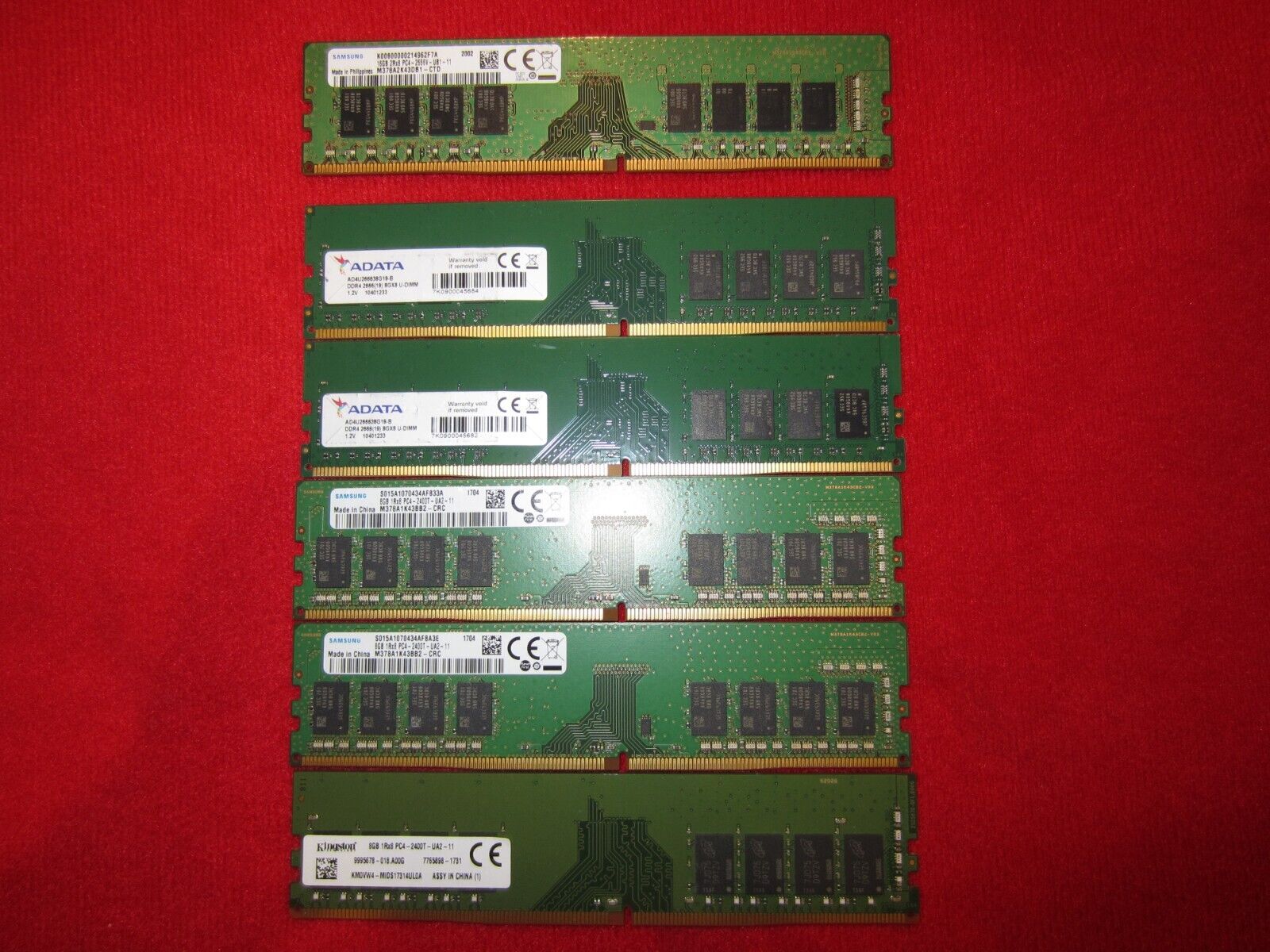 Lot of 20pcs Samsung,SKhynix,ADATA 8GB DDR4-2133P/2400T/2666V Desktop Memory