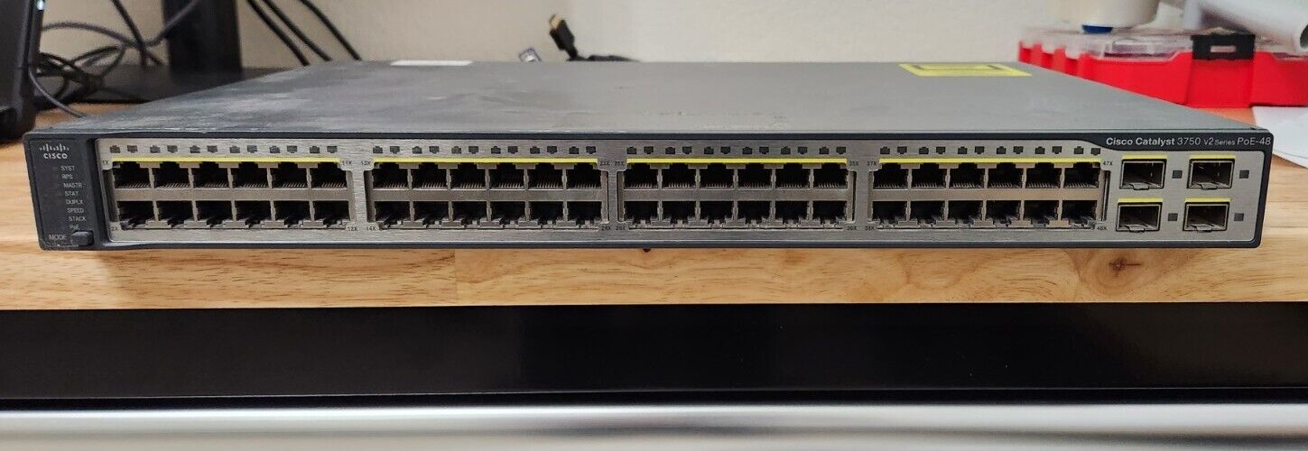Cisco  Catalyst WS-C3750V2-48PS-S V06 48-Ports Rack-Mountable Switch Managed