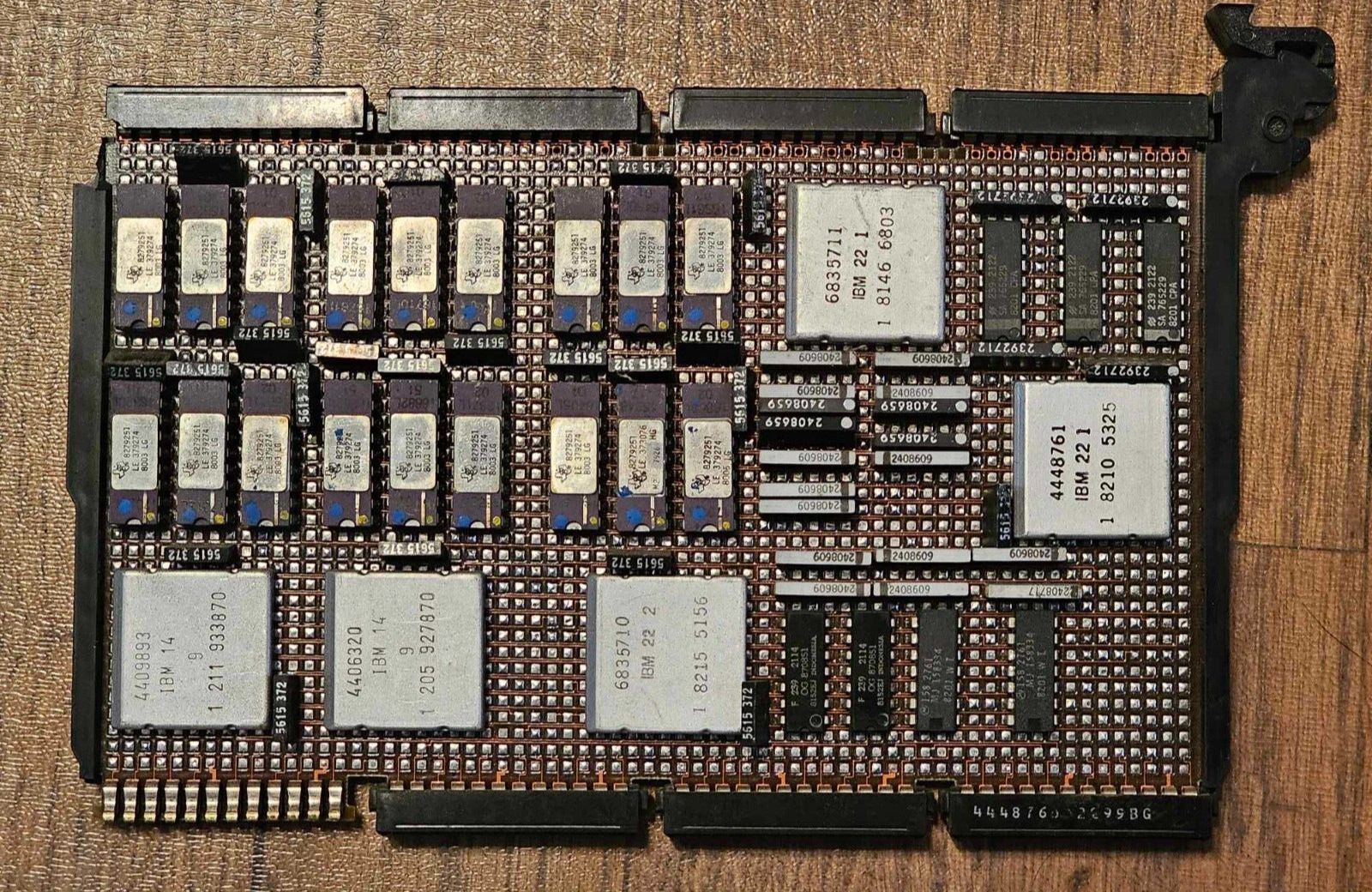 Rare Retro Vintage IBM Mainframe Board Module w/18 Gold Double Stacked IC Chips
