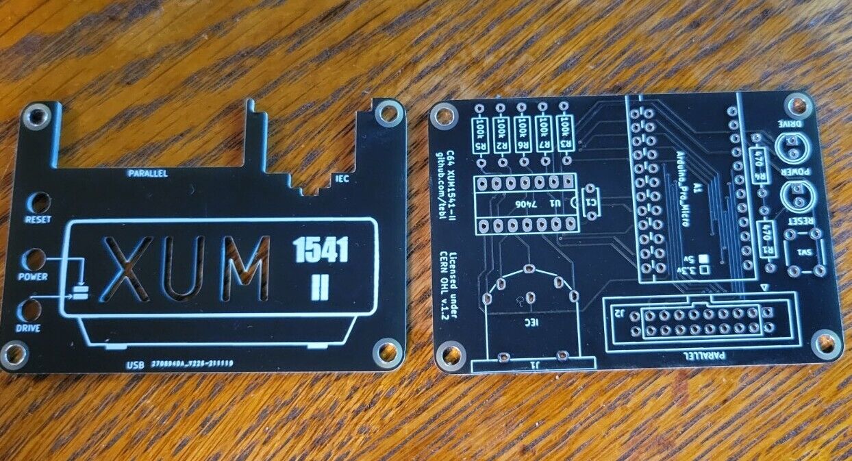 Commodore 64/128 XUM1541-II adapter board with faceplate. New bare PCB.  