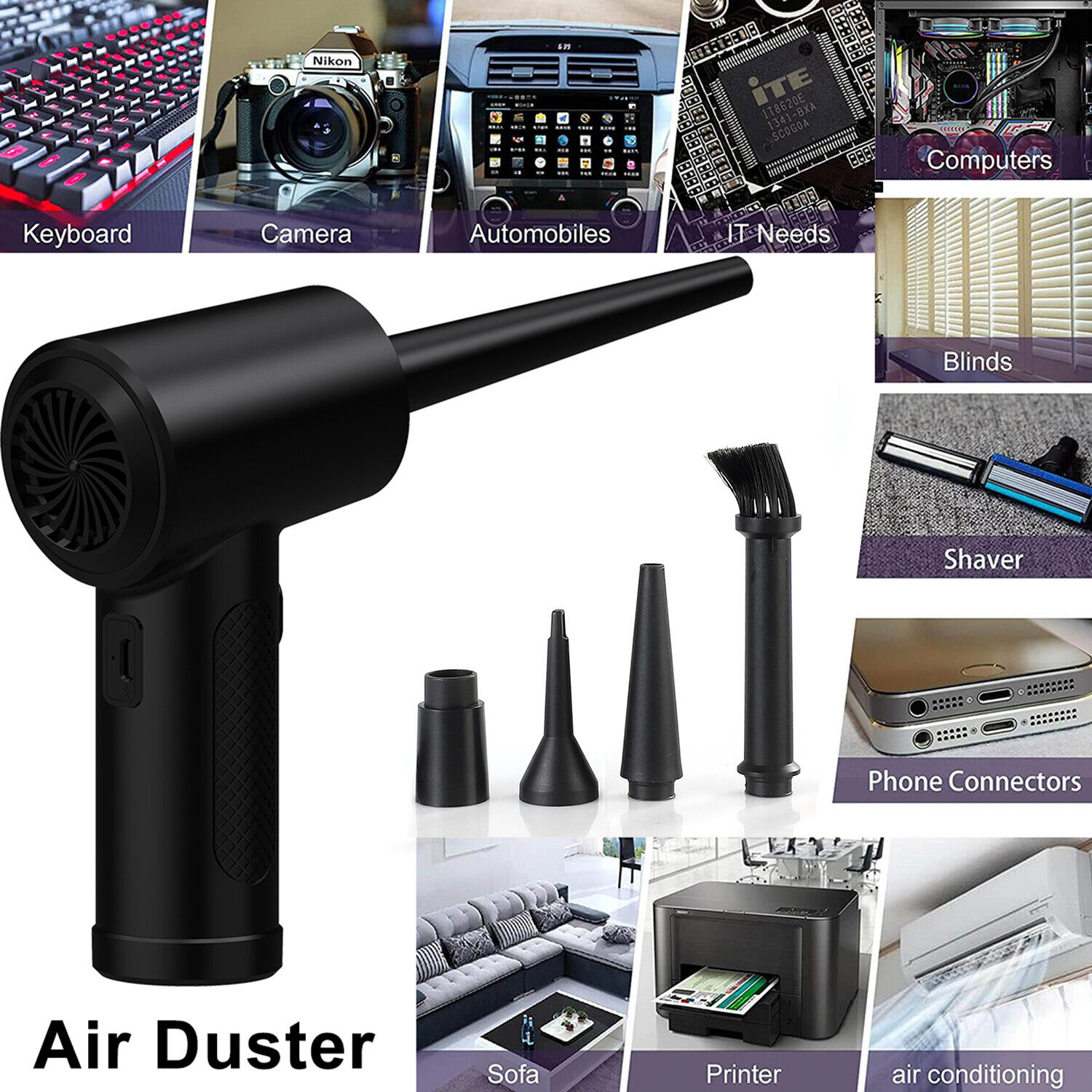 Cordless Air Duster Electric Cleaner Cleaning Vacuum For Car Computer Keyboard