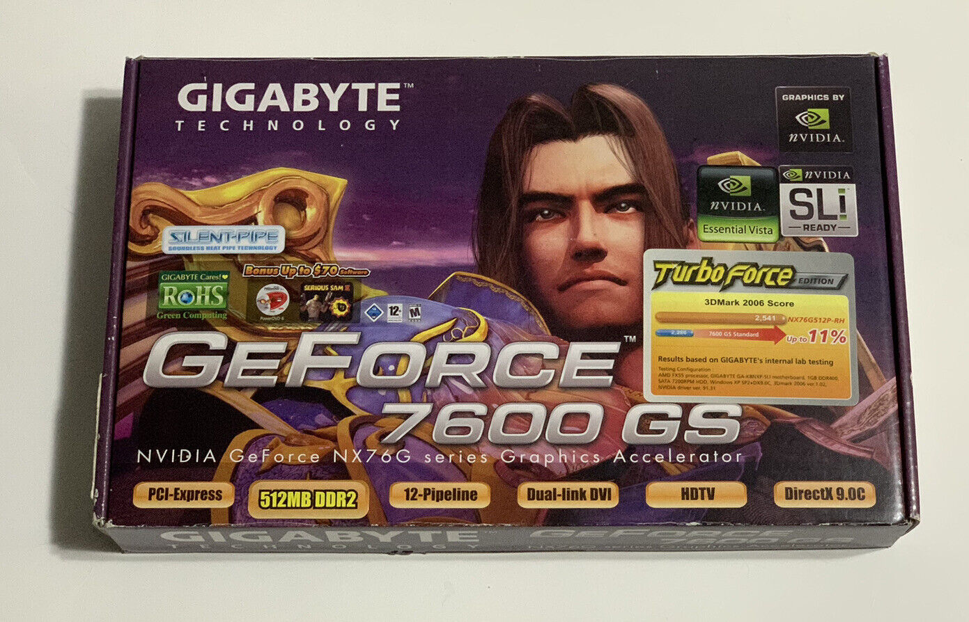 In Box Vintage Gigabyte GeForce 7600 GS NX76G Series Graphics Accelerator Card