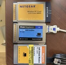 Lot Of 3 Vintage Networking Cards Laptop LAN Wireless 56k Modem 3Com Netgear (A) picture