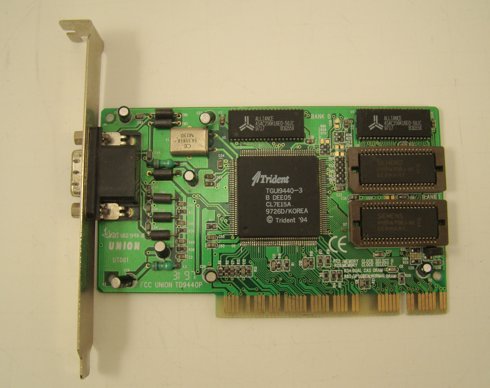 Vintage Union TD9440P Trident TGUI9440 Based 1MB PCI Video Card D2-2(17)