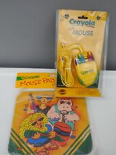 Vintage Crayola Kids Computer Roller Mouse And Mouse Pad Windows 95 98 Sealed picture