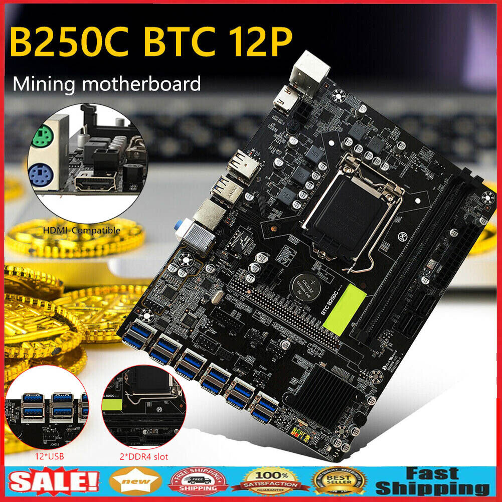 B250C BTC 12P PCI Express DDR4 Computer Mining Motherboard for LGA1151 Gen6/7 