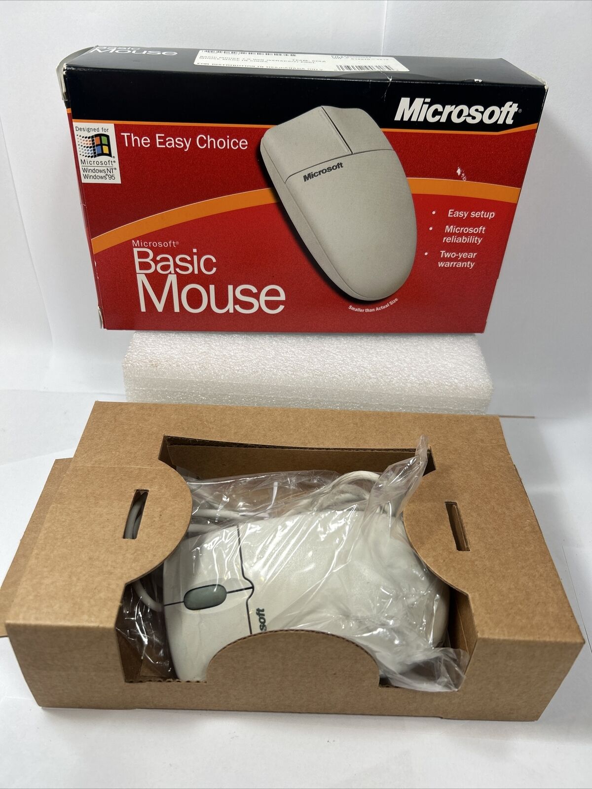 Vintage MICROSOFT Basic Mouse 1.0 PS/2 Windows 98 2000 Computer Wired