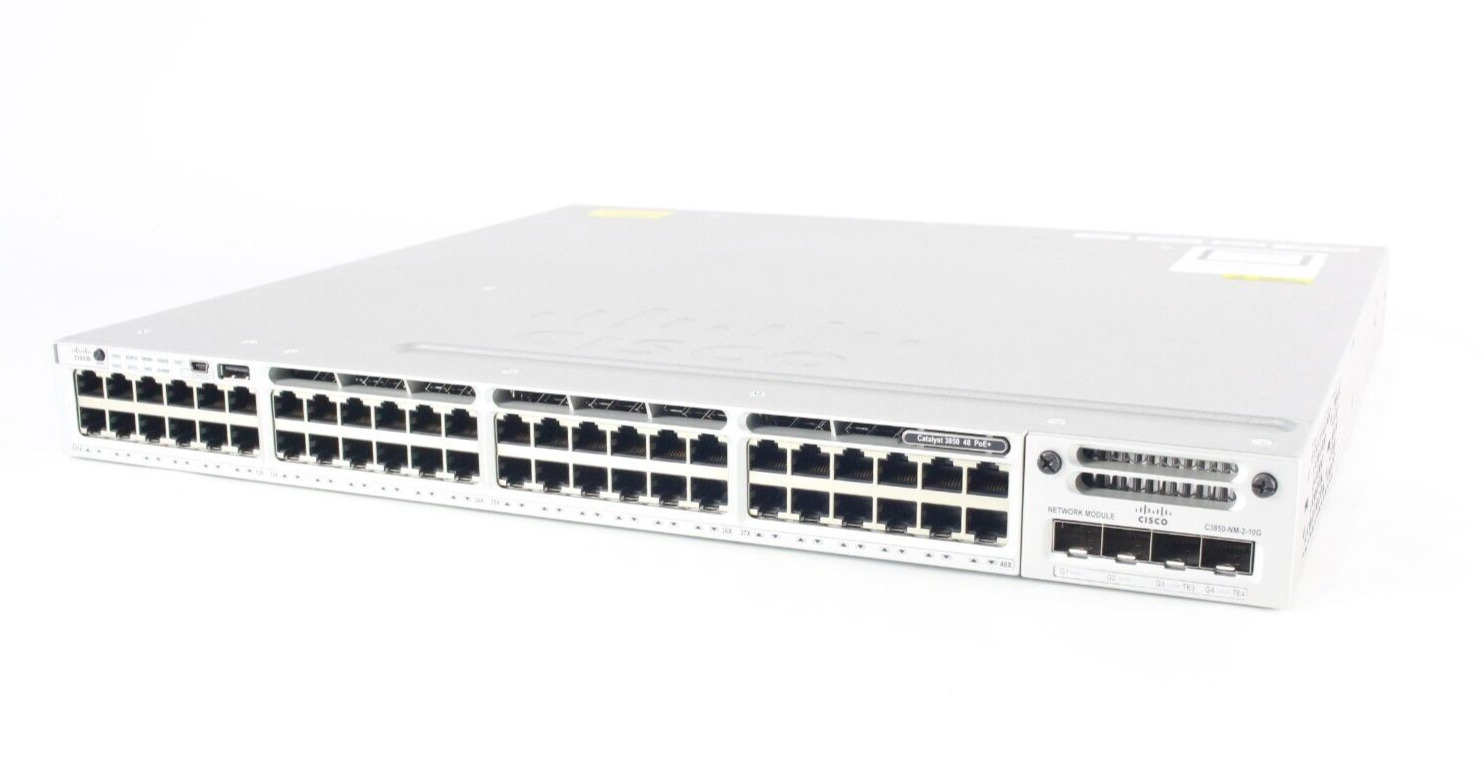 Cisco Catalytst 3850 48 PoE+ Gigabit Switch WS-C3850-48P-L C3850-NM-2-10G (Z3E2)