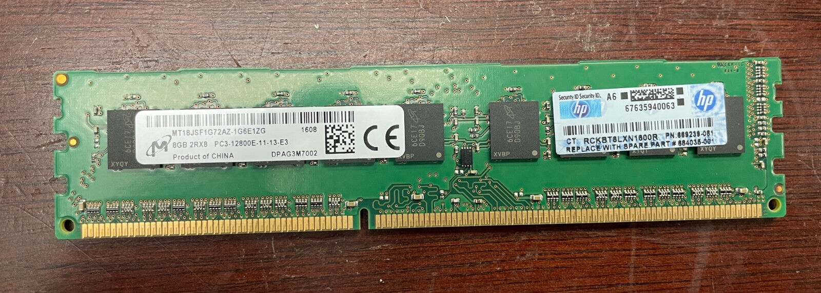 Micron 8GB PC3-12800E ECC UDIMM DDR3 Server Memory HP Microserver Gen8
