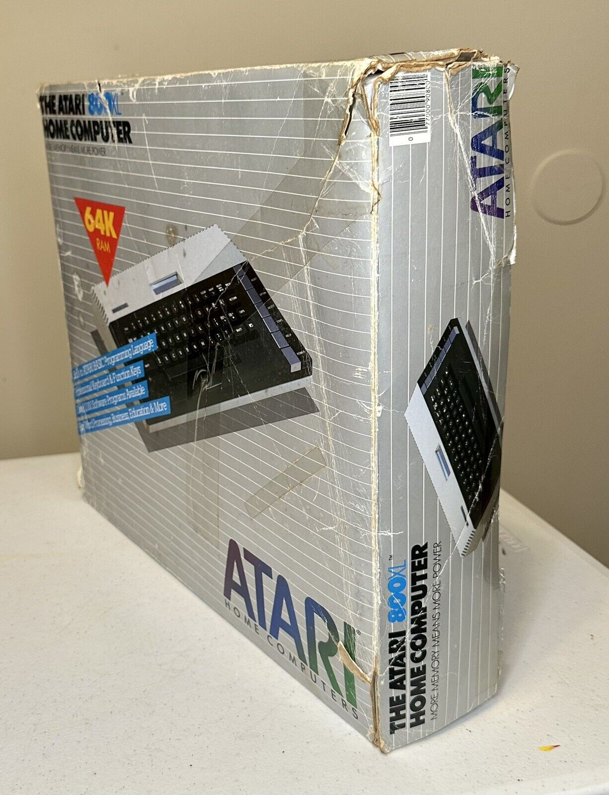 Atari 800XL Home Computer Original Box Packaging, Power Supply Cables Never Used