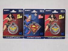 EMTEC 32G USB DC Superman (1) Wonder Woman (2) Flash Drive Keychains LOT OF 3 picture