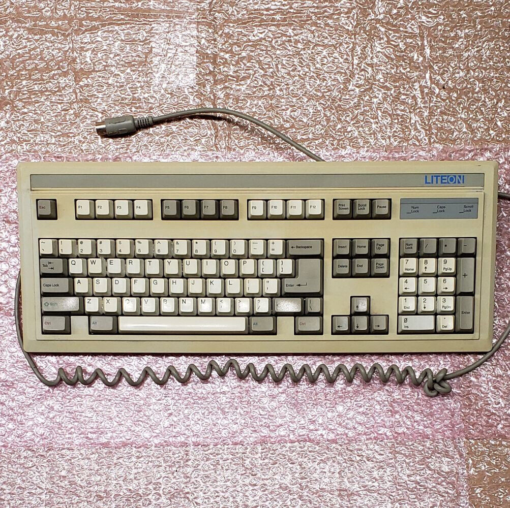Vintage Liteon SK-0002 AT XT keyboard, clicky white Alps SKCM switches, tested