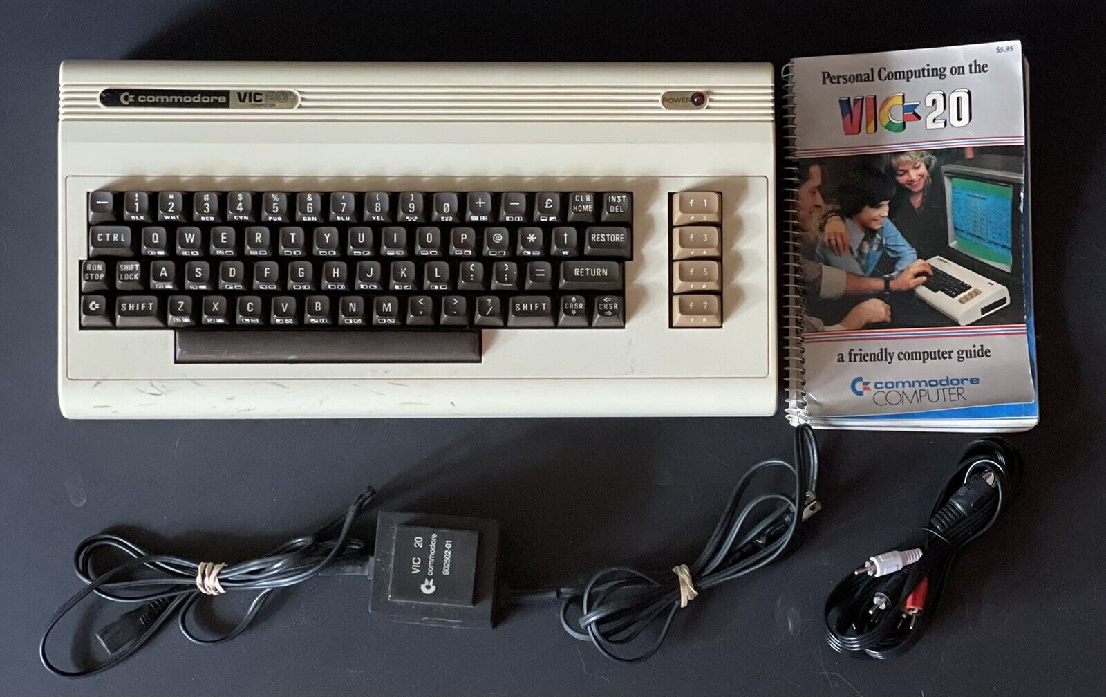 Commodore VIC-20 Personal Color Computer w/ Manual,  AV & Power Adapters WORKING