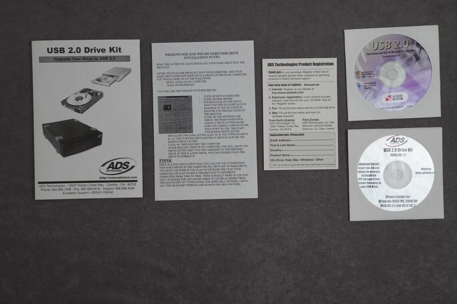 Vintage ADS Tech Drive Install CD Version 1.2 Win 98 XP & ACOM Data Installation