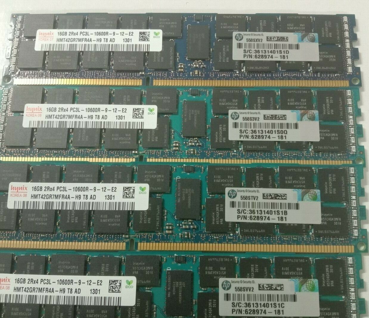 HP 628974-181 64GB 6 x 16gb 2RX4 PC3L-10600R ECC DDR3-1333 REG SERVER MEMORY 