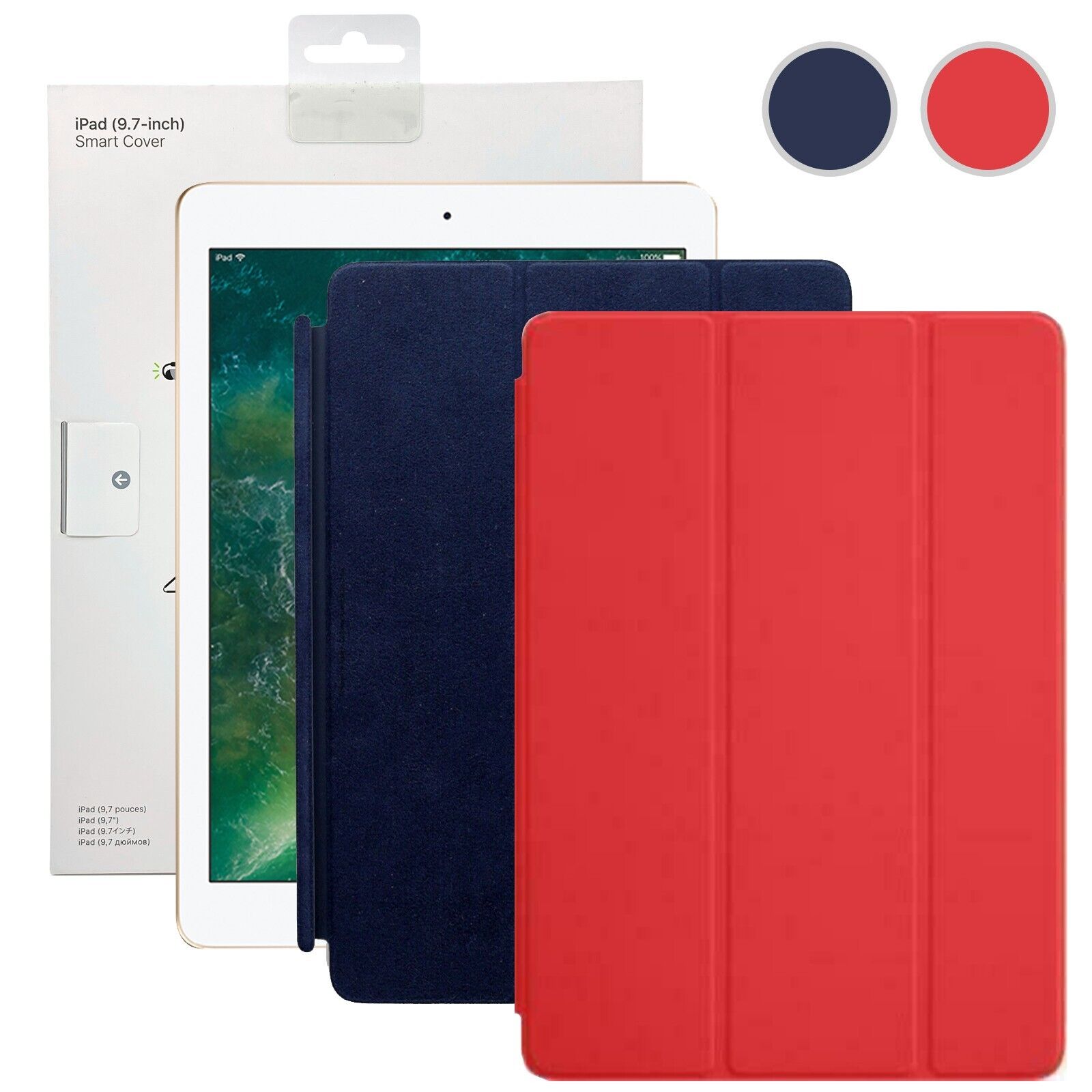 OEM Apple Smart Cover for iPad 9.7 inch 5th & 6th Gen and Air 1 & 2  Blue or Red