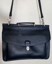 Vintage Coach Black Leather W/silvertoned Hardware Brief Case/laptop Bag picture