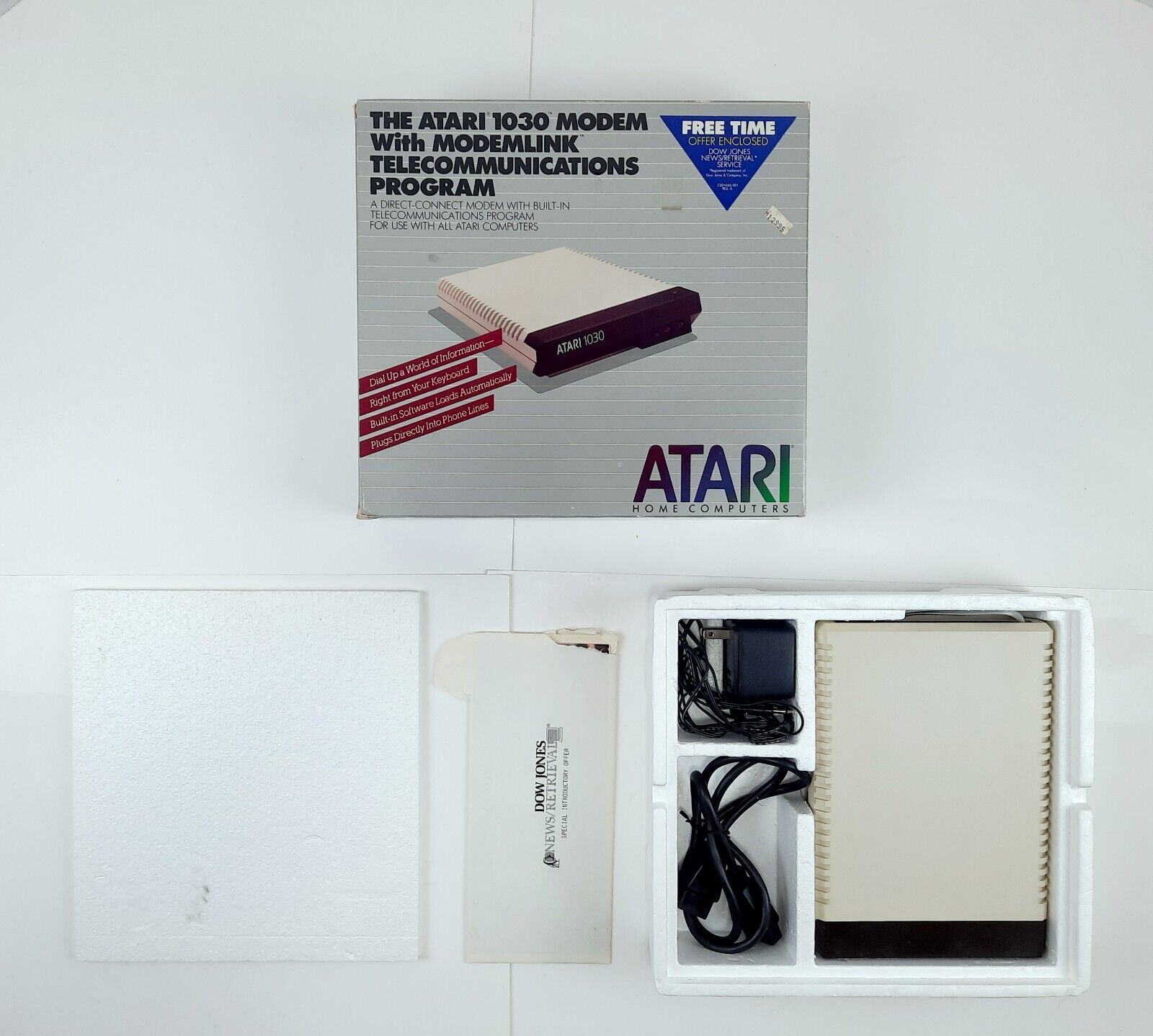 Atari 1030 Modem With Modemlink In Box With Styrofoam Insert 800XL 130XE