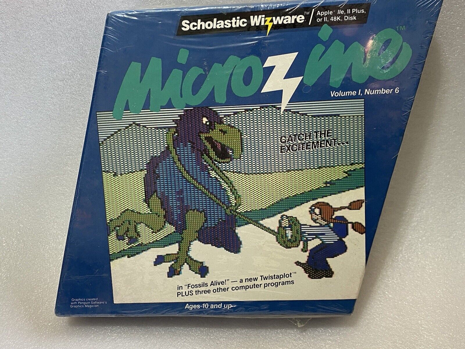 Vtg 1983 Fossils Alive NOS Microzine Wizware Computer Game For Apple II Dinosaur