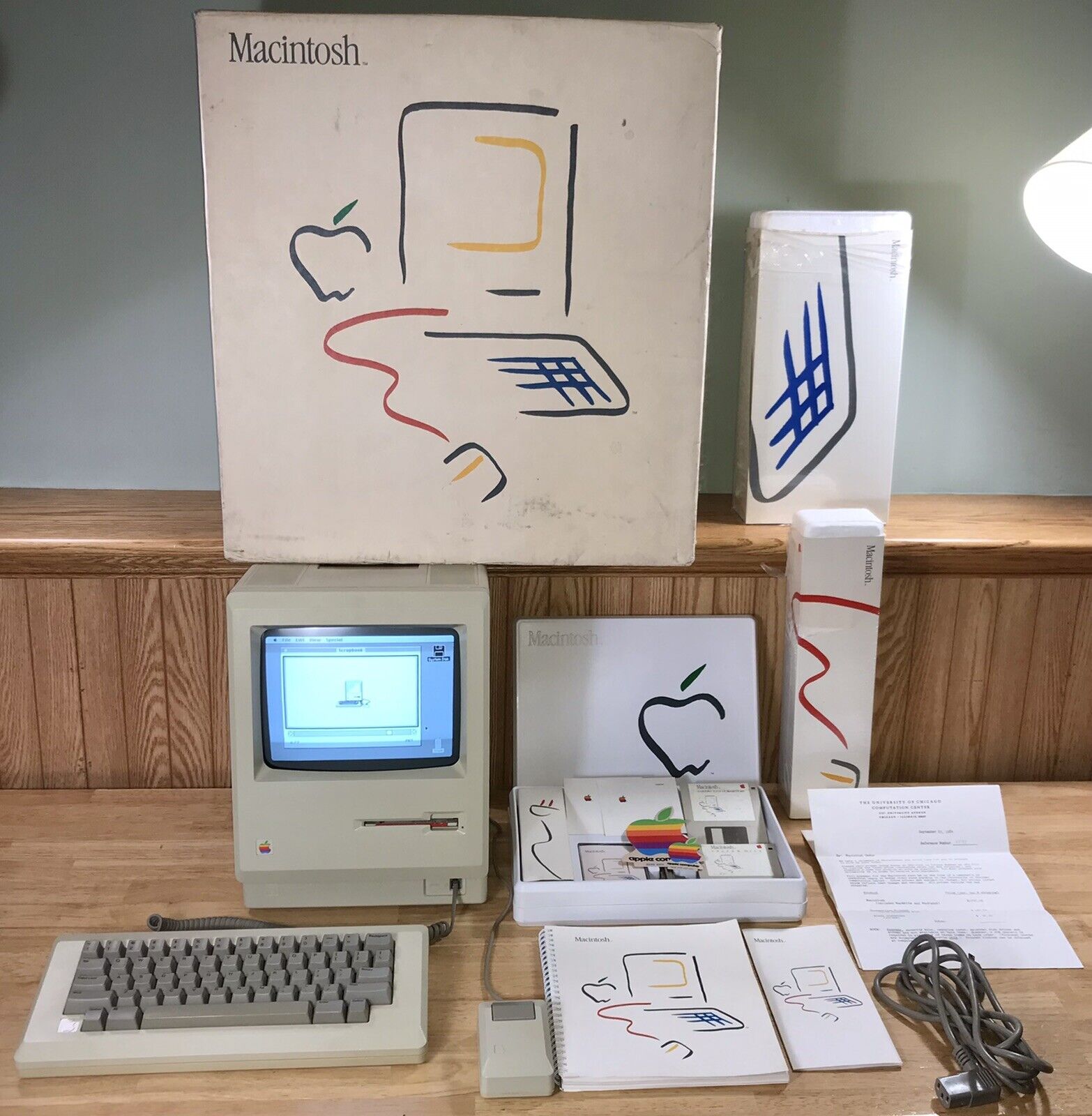1984 APPLE MACINTOSH 128K MATCHING #'s BOX Set FIRST Model MAC M0001 NICE RARE