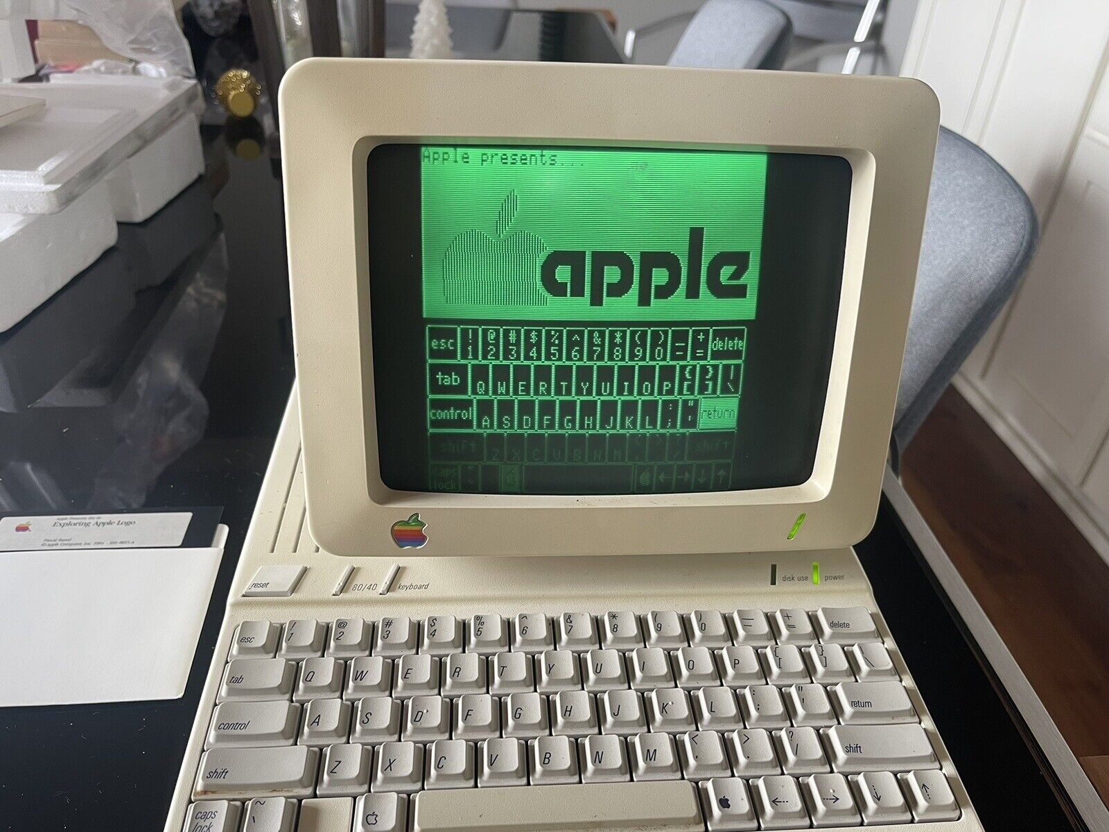 Vintage Apple IIc Portable Computer With Box Manual And Disks.  Tested Working