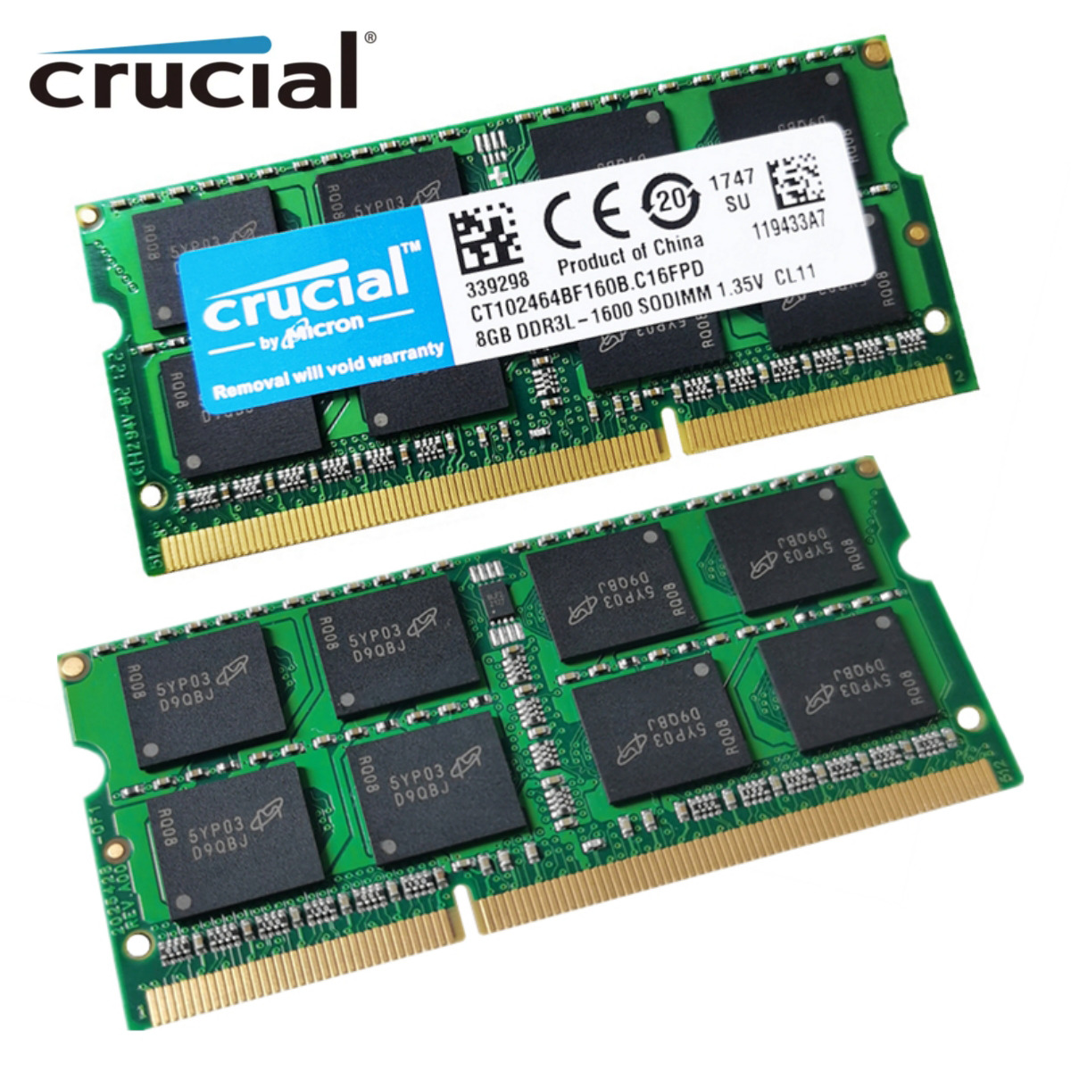 Crucial  DDR3 16GB 1600 2x 8GB PC3-12800 Laptop SODIMM Memory RAM PC3L 16G DDR3L