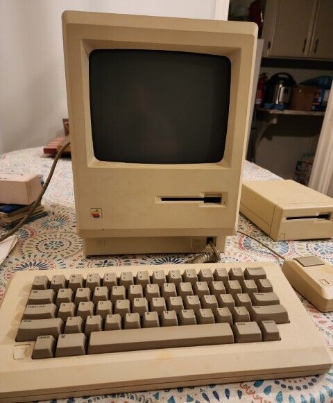1984 Apple MacIntosh Computer, 128K, with Mouse, Keyboard, Disks, & Printer