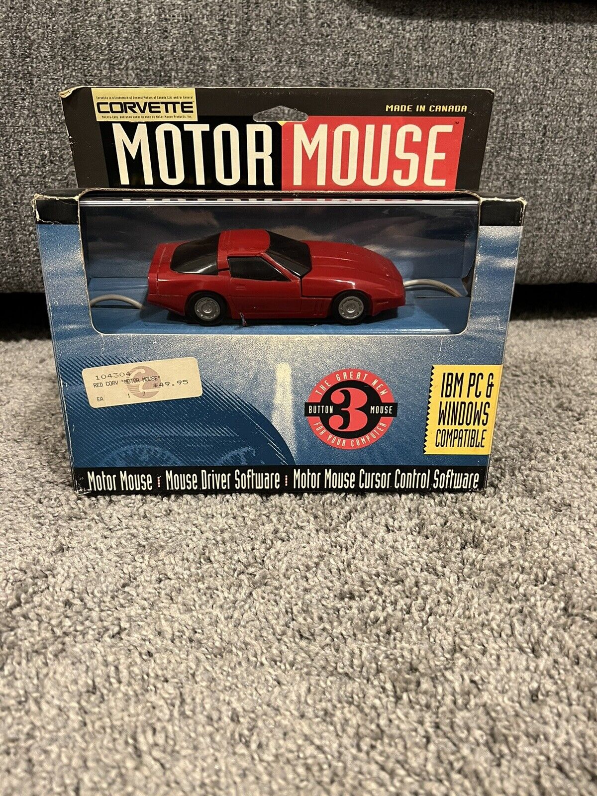 Vintage Corvette Motor Mouse IBM PC & Windows compatible Gently Used