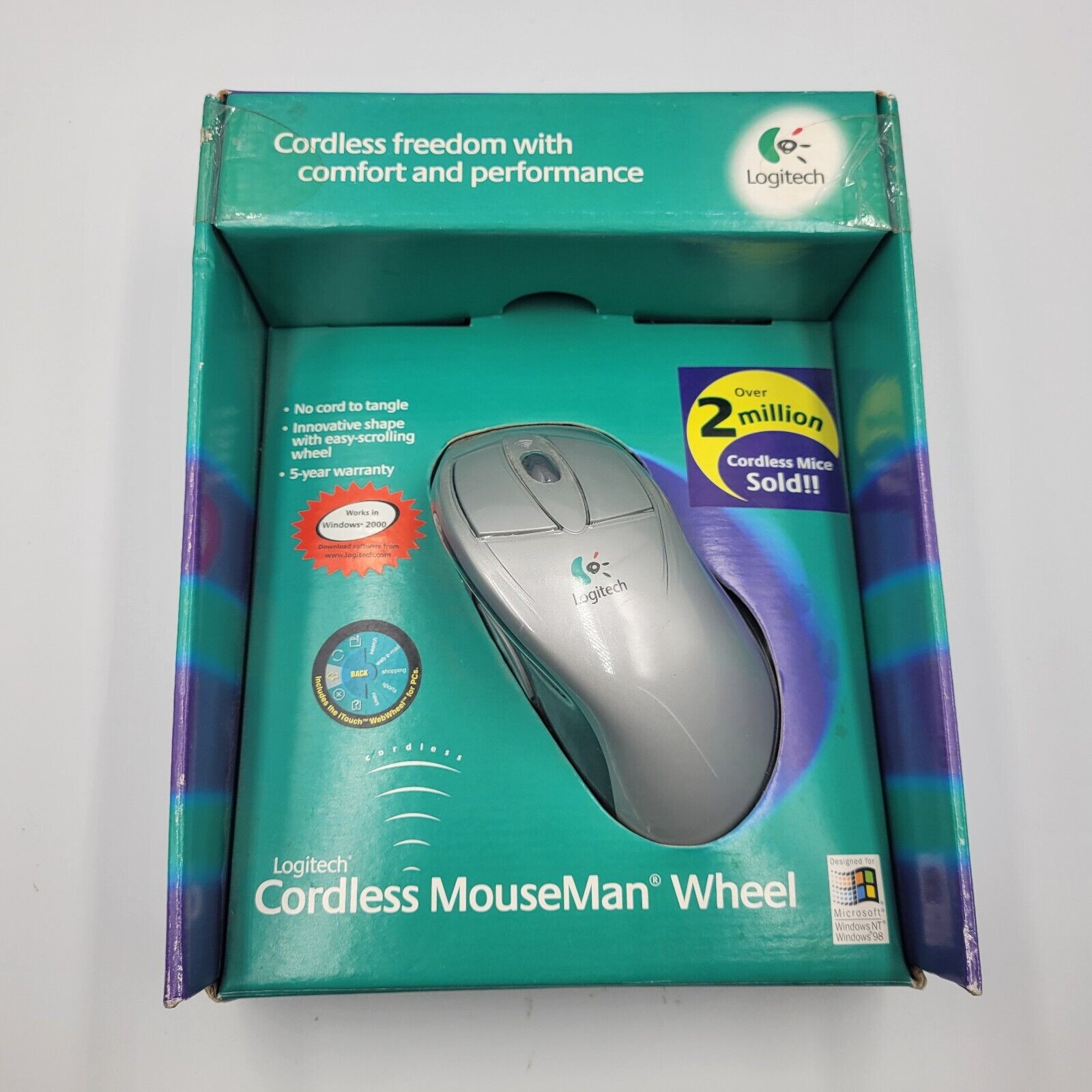 NEW SEALED RARE VINTAGE LOGITECH CORDLESS MOUSEMAN WHEEL MOUSE PS/2 6PIN SERIAL