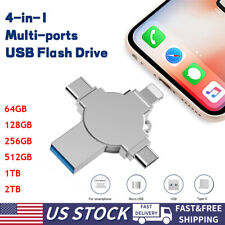 2TB USB 3.0 Flash Drive 4in1 Memory Photo Stick for iPhone Android iPad Type C picture