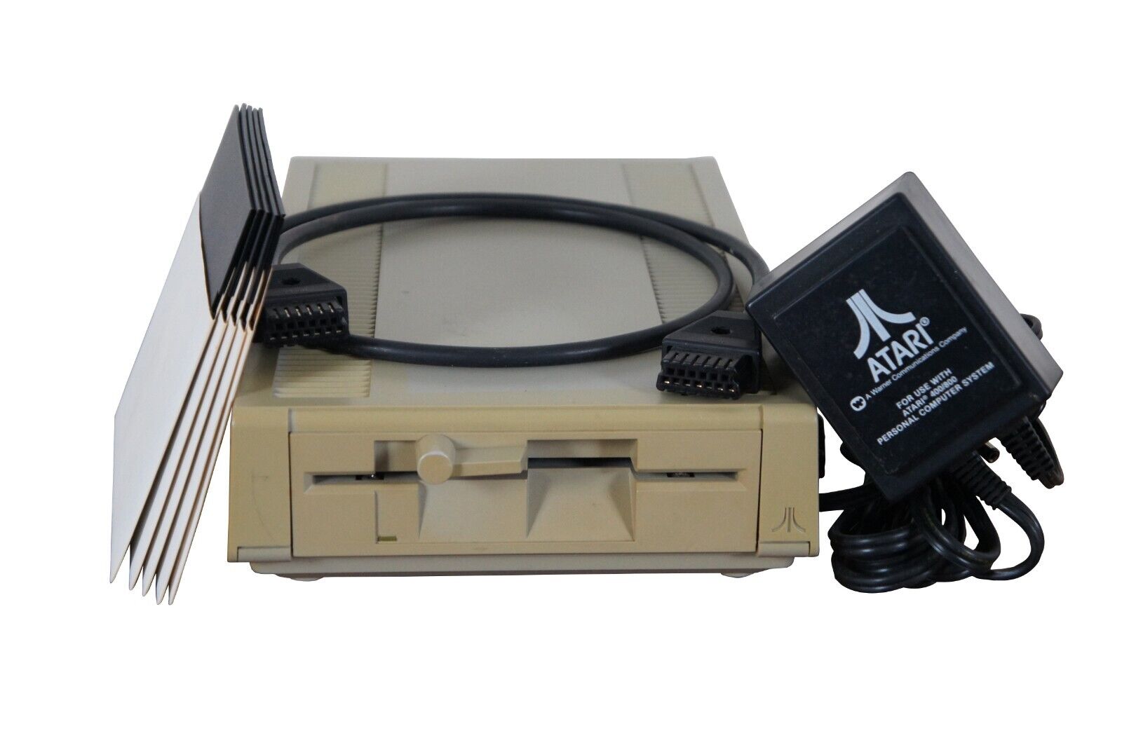 Vintage Atari XF551 Double Density Floppy Disk Drive w Power Supply 400 800