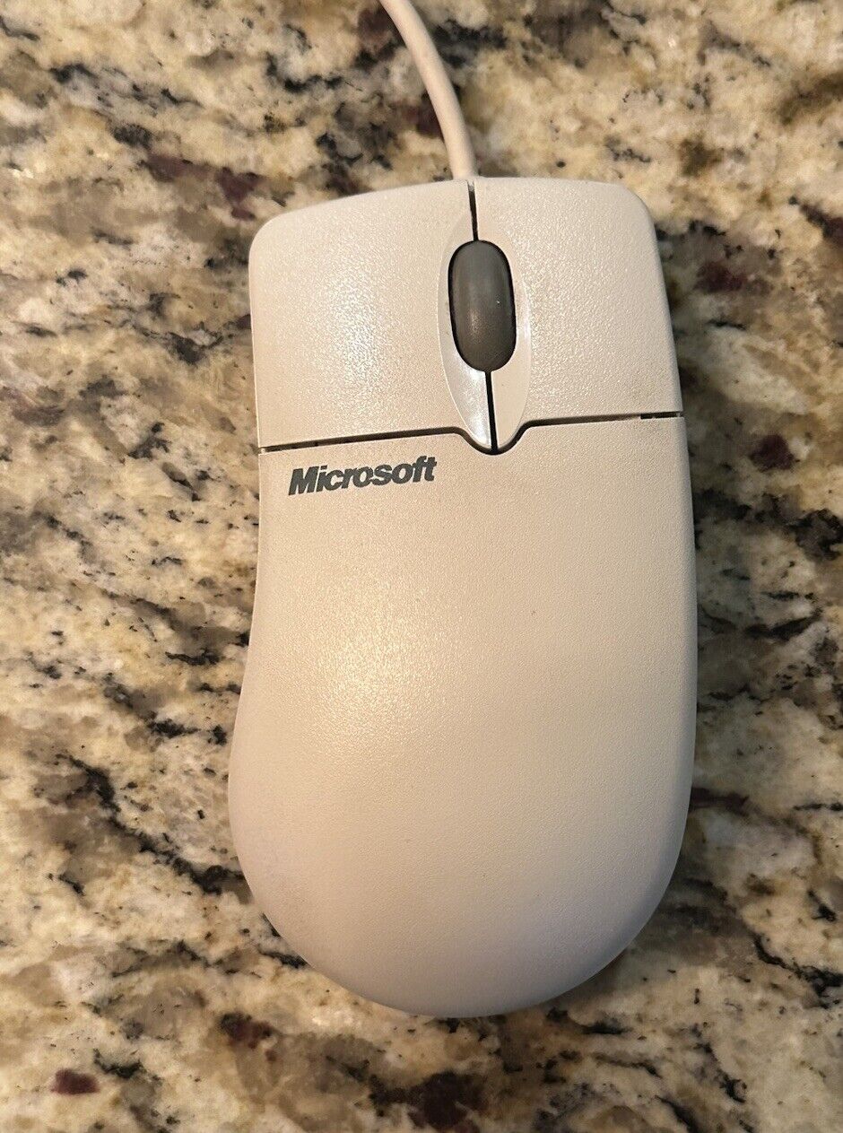 Vintage Microsoft Intellimouse 1.1A PS/2 Scroll-Wheel Rollerball Mouse